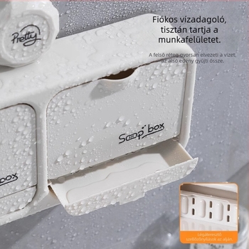 Bambuszból készült falra szerelhető szappantartó drénnel (Anyag: bambusz; Szerelés: falra; Drenázs; Fedél nélkül)