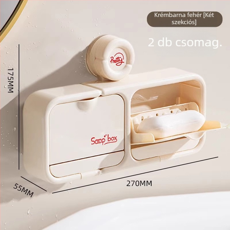 Bambuszból készült falra szerelhető szappantartó drénnel (Anyag: bambusz; Szerelés: falra; Drenázs; Fedél nélkül)