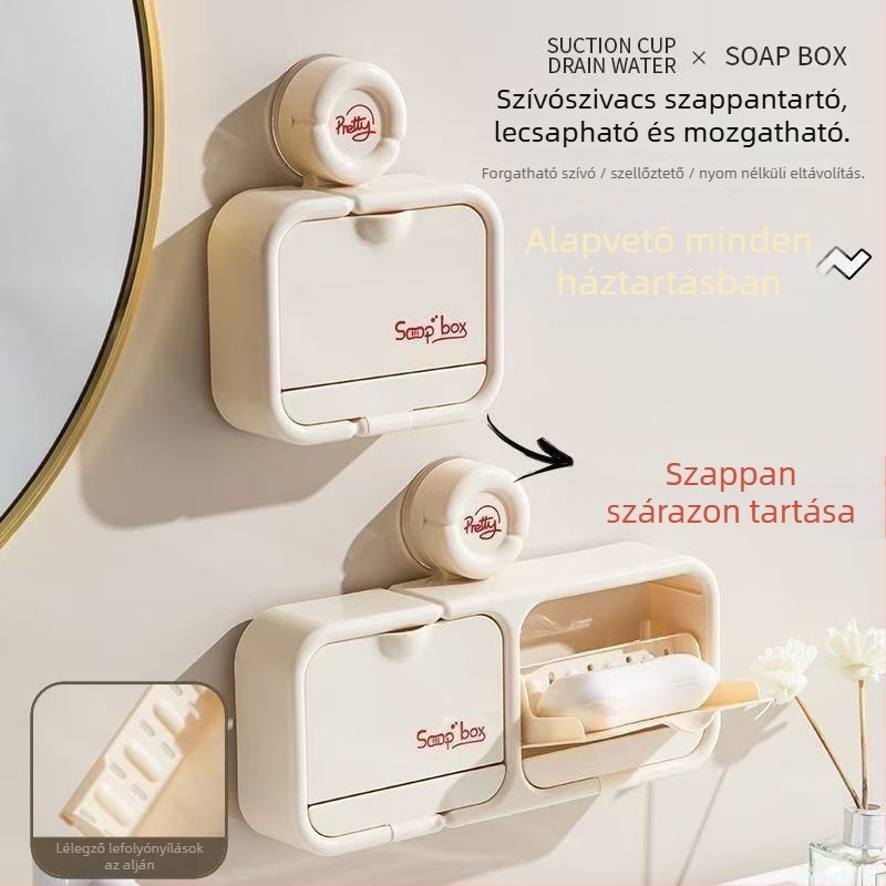 Bambuszból készült falra szerelhető szappantartó drénnel (Anyag: bambusz; Szerelés: falra; Drenázs; Fedél nélkül)