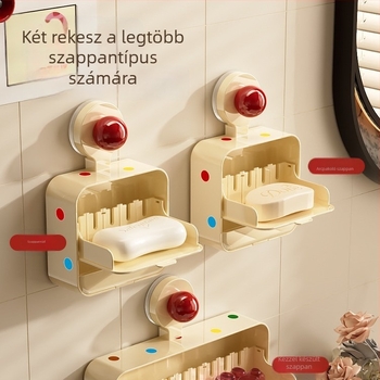 Fali szappantartó ventuzával, fürdőszobai drenázs tároló, fúrás nélküli szerelés