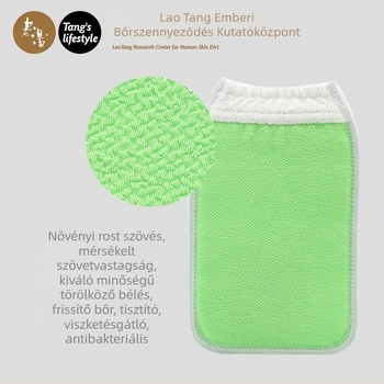 Kétrétegű hátmasszírozó törölközőkesztyű durva szemcsés felülettel, gyors tisztítás