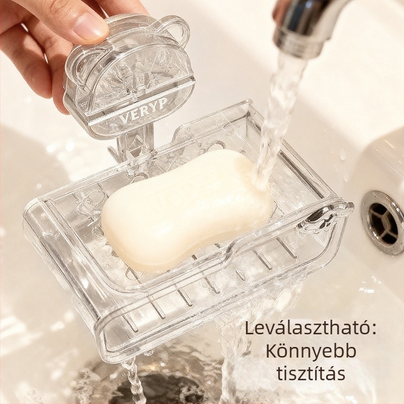 Fali szappantartó erős szívókoronggal, műanyag, drenáló rekesz, testreszabható