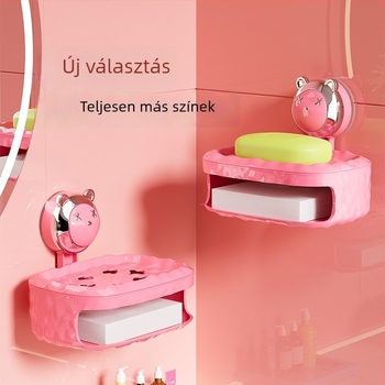 Műanyag falra szerelhető szappantartó fúrás nélkül, szivacs- és szappántároló