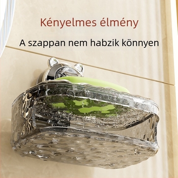 Műanyag falra szerelhető szappantartó fúrás nélkül, szivacs- és szappántároló
