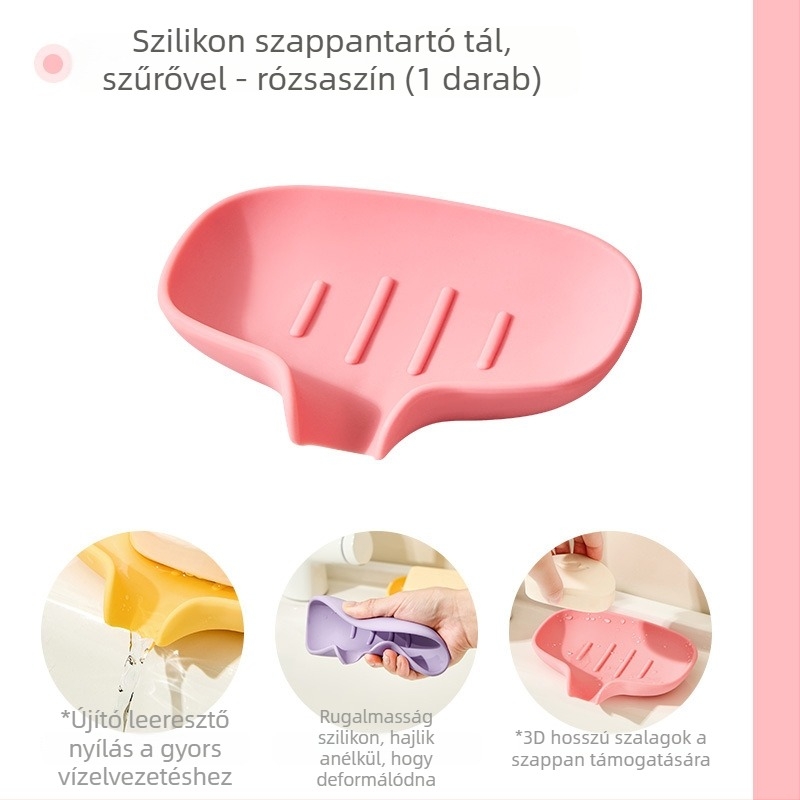Szilikon szappantál lefolyóval, fúrás nélkül – fürdőszobába
