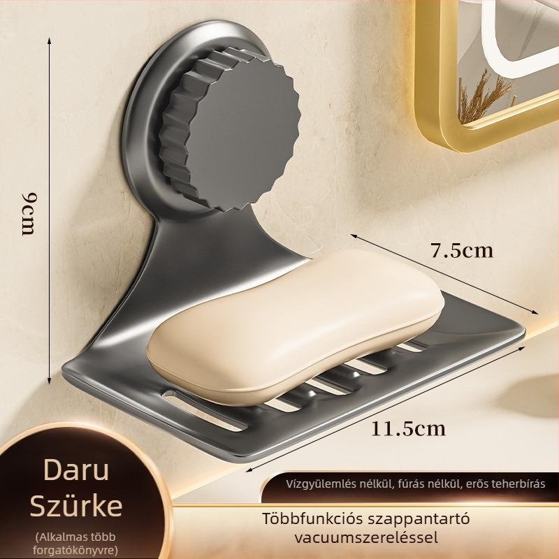 Fém falra szerelhető szappantartó vákuumos rögzítés nélkül, leeresztő tálcával, Yujia márka