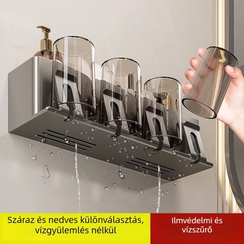 Fogkefetartó, Space-alumínium, falra szerelhető, tárolás