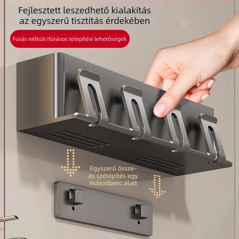 Fogkefetartó, Space-alumínium, falra szerelhető, tárolás