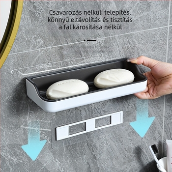 ABS anyagból készült fali szappantartó, kettős szintű lefolyópolccal