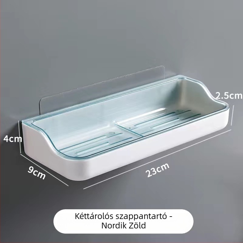 ABS anyagból készült fali szappantartó, kettős szintű lefolyópolccal