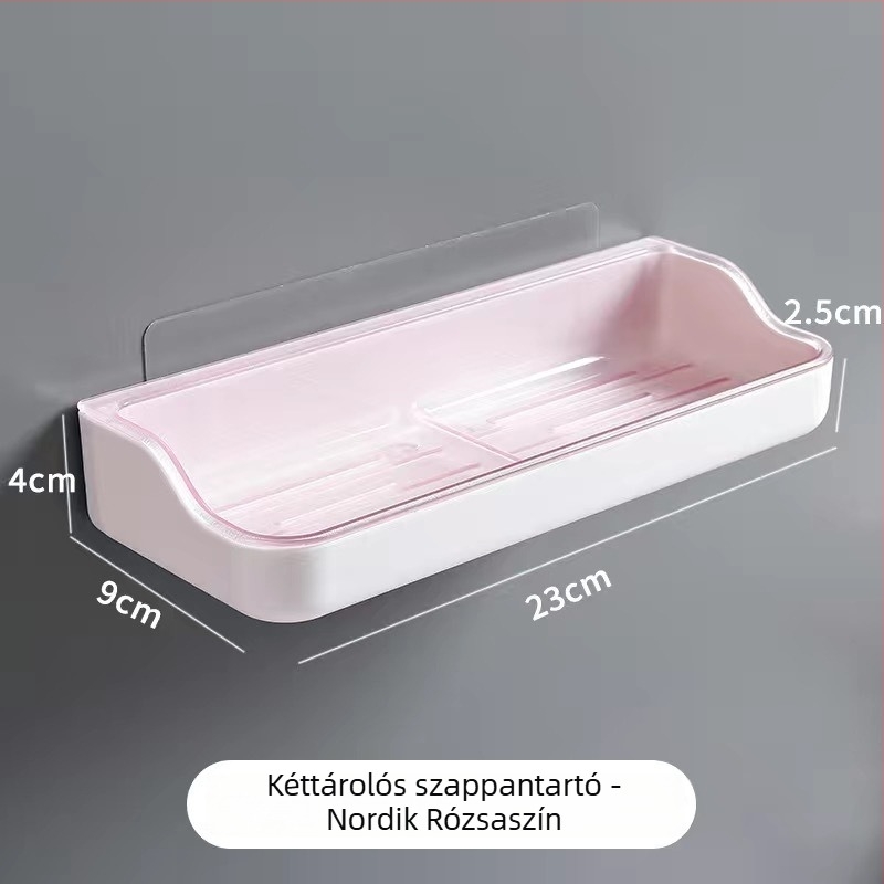 ABS anyagból készült fali szappantartó, kettős szintű lefolyópolccal