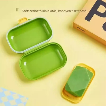 Dopamine szappan doboz fedéllel, hordozható szappan tartó lefolyónyílásokkal