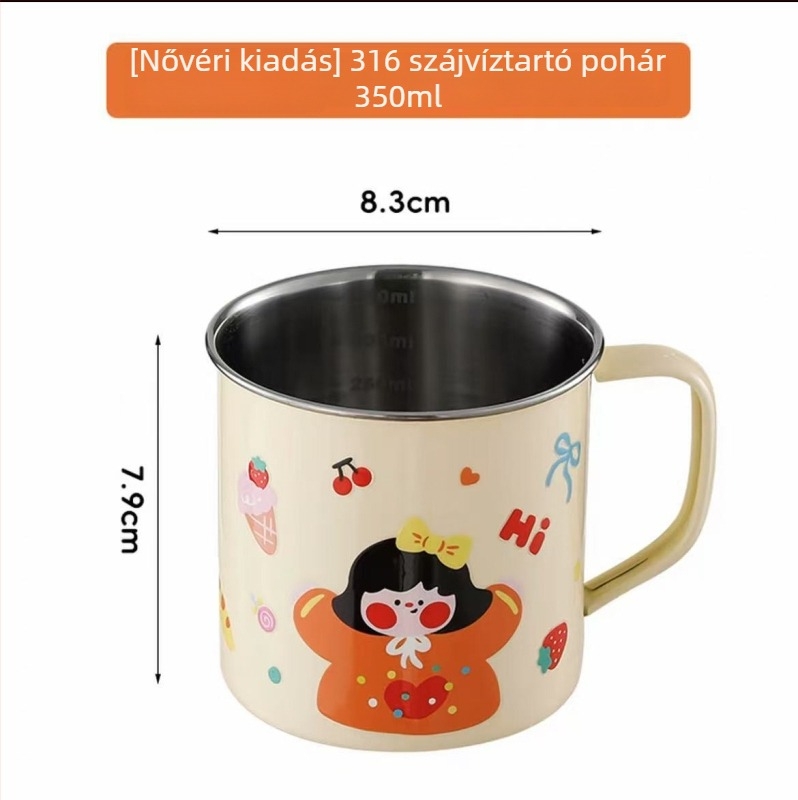 316 rozsdamentes acélból készült gyerekeknek, élelmiszer-minőségű pohár, gyerekek ivó pohara, tanuló pohár, tej pohár és szájöblítő pohár