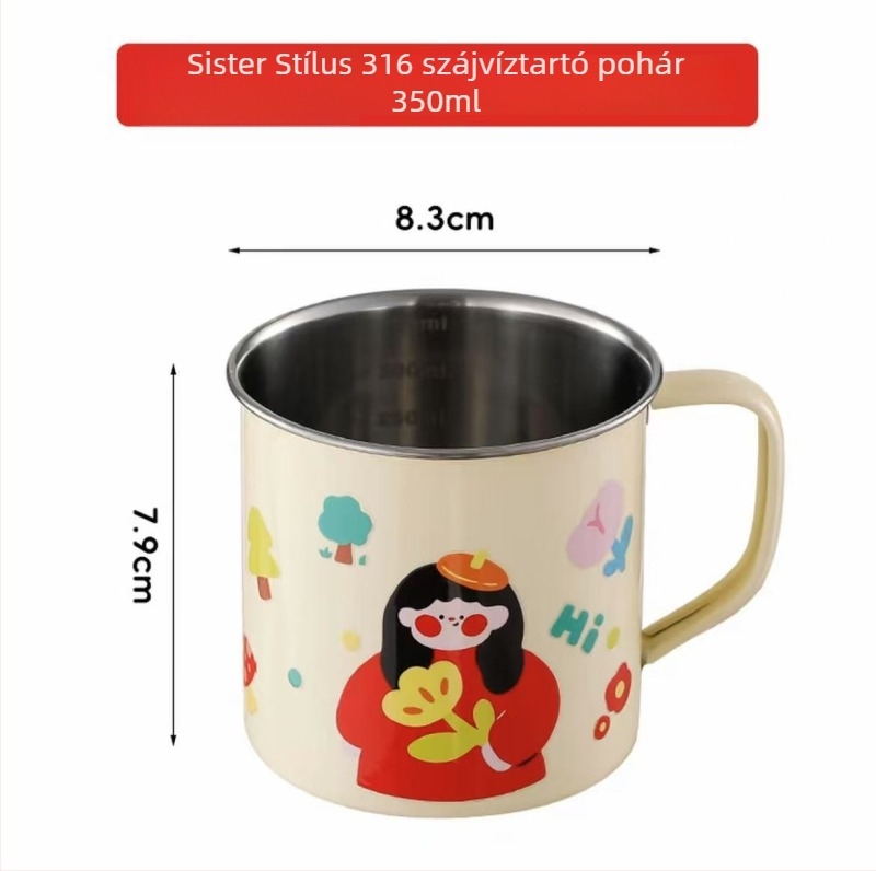 316 rozsdamentes acélból készült gyerekeknek, élelmiszer-minőségű pohár, gyerekek ivó pohara, tanuló pohár, tej pohár és szájöblítő pohár