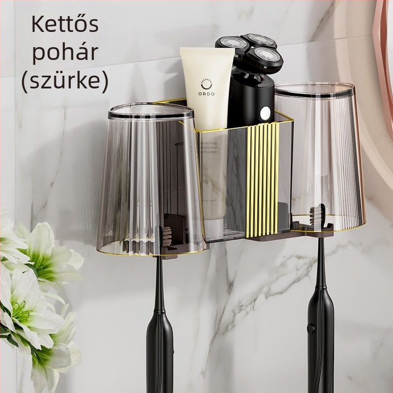Falra szerelhető fogkefetartó, műanyag, tárolásra, testreszabható