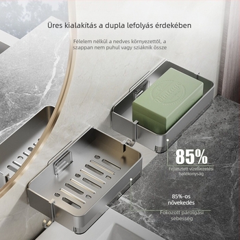 Fürdőszobai szappontartó szívófejjel, fúrás nélküli szerelés – ABS vastag, fedél nélkül, logó nyomtatás választható, testreszabás elérhető