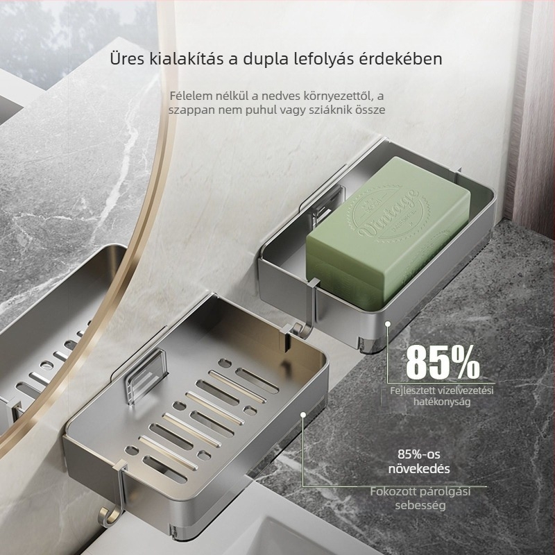 Fürdőszobai szappontartó szívófejjel, fúrás nélküli szerelés – ABS vastag, fedél nélkül, logó nyomtatás választható, testreszabás elérhető