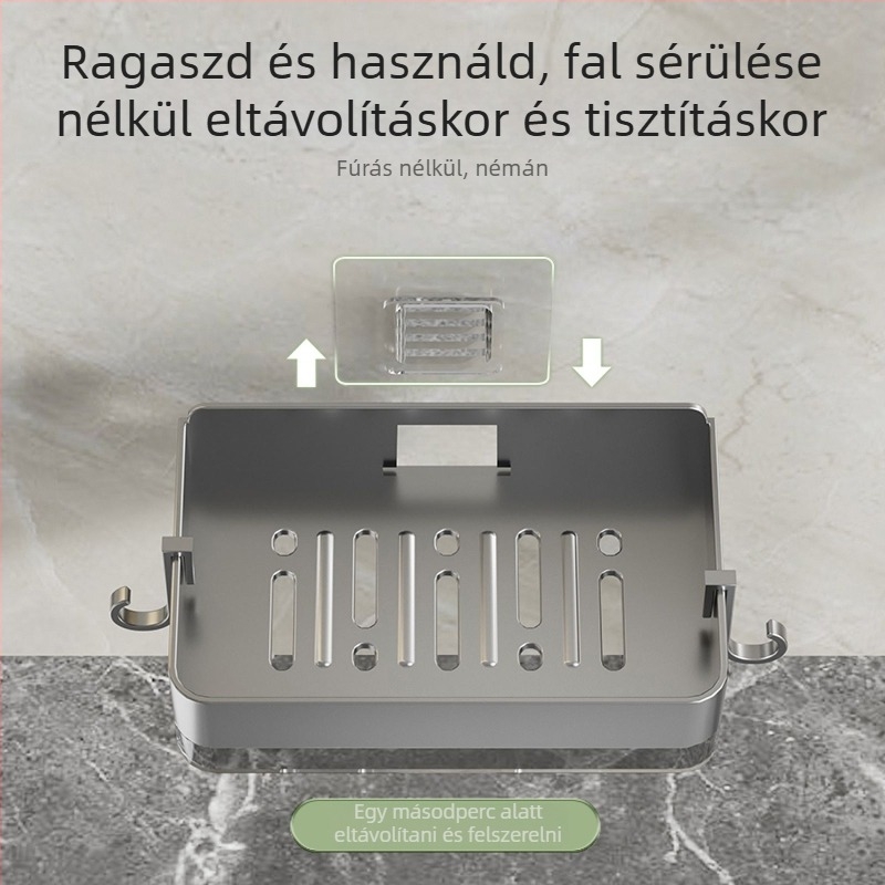 Fürdőszobai szappontartó szívófejjel, fúrás nélküli szerelés – ABS vastag, fedél nélkül, logó nyomtatás választható, testreszabás elérhető