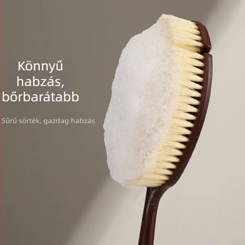 Kókuszrostos fürdőecset, disznó szőrzet imitáció, tenyér-íves ergonomikus kialakítás, 2-az-1-ben száraz és nedves használathoz, hosszú nyele