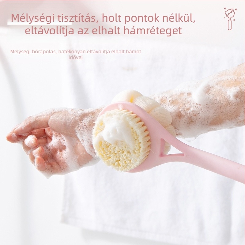 Hosszú nyélű fürdőecset, puha sörtéjű, kettő az egyben és kétoldalas, hátmasszázs, 50 darabos csomag