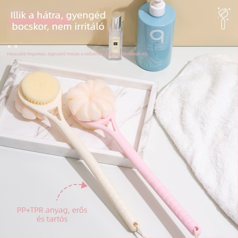 Hosszú nyélű fürdőecset, puha sörtéjű, kettő az egyben és kétoldalas, hátmasszázs, 50 darabos csomag
