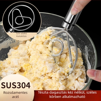 304 rozsdamentes acél keverőbot, kézi működésű, tapadásmentes felülettel, liszt és tojás keveréséhez