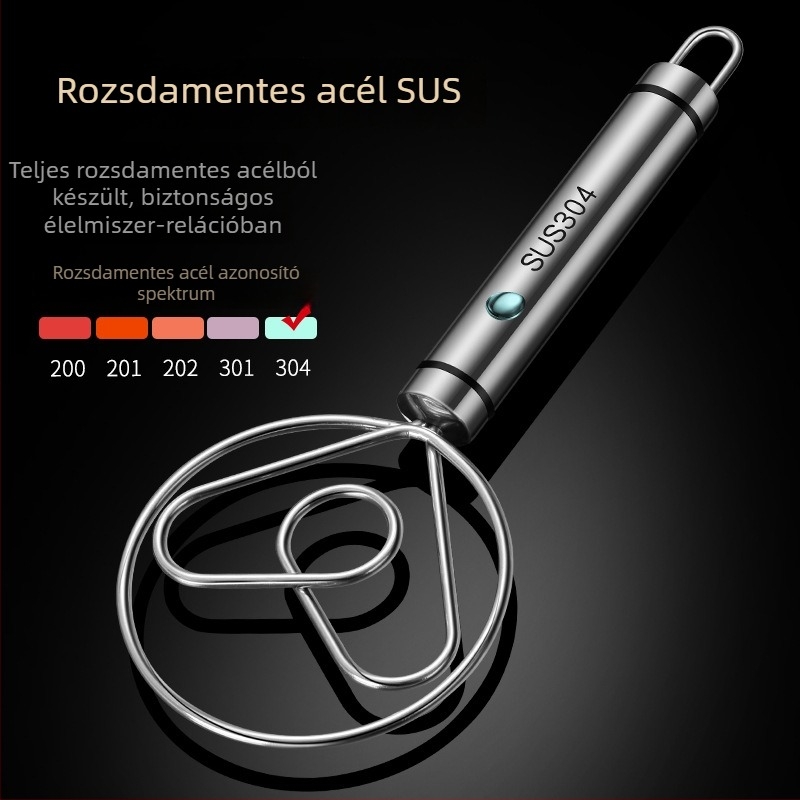 304 rozsdamentes acél keverőbot, kézi működésű, tapadásmentes felülettel, liszt és tojás keveréséhez