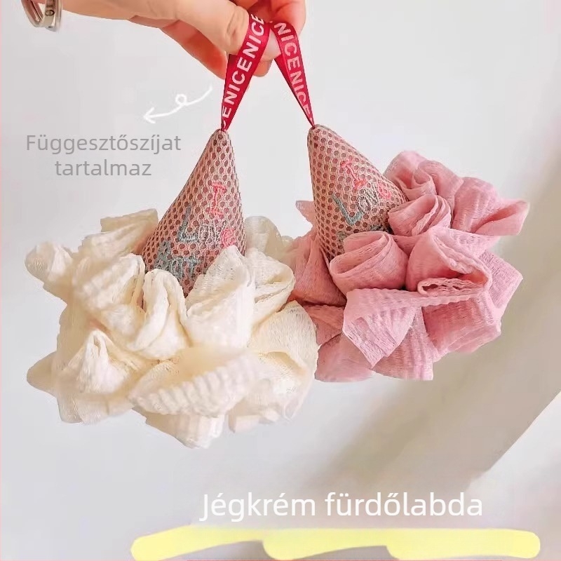 Jégkrém alakú fürdőgolyó gyerekeknek — kettős használat: fürdőszivacs és súroló
