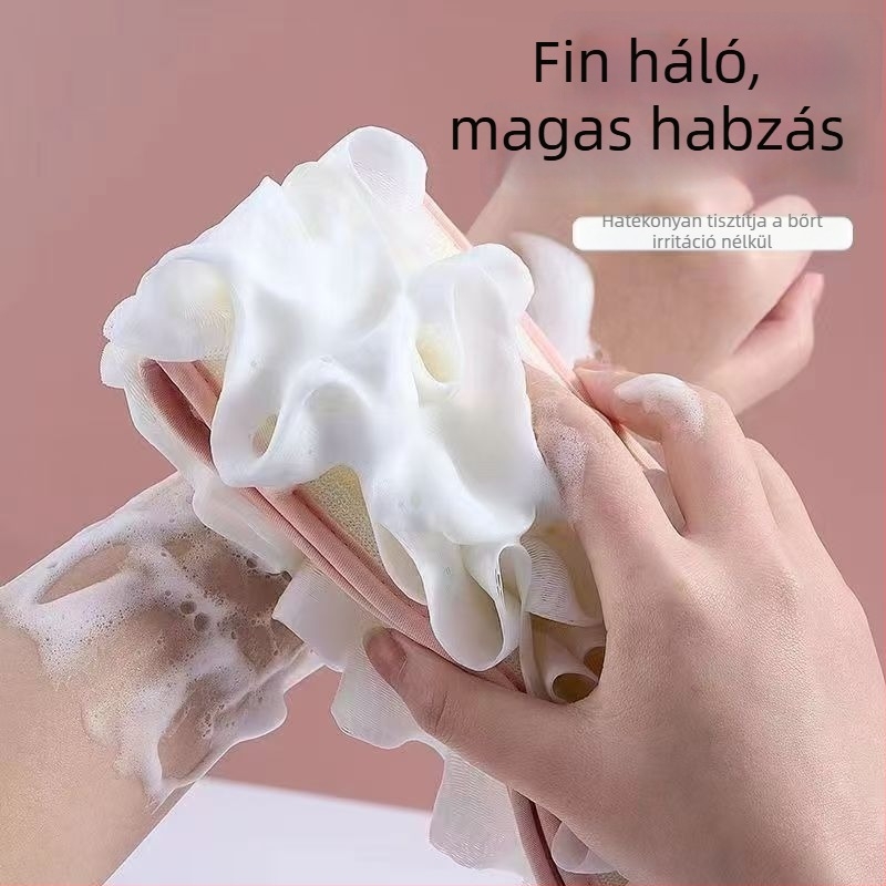 Exfoláló fürdőkendő finom homokkal, kétoldalas nyomtatású hátsó dörzsölővel, vastag poliészter anyagból