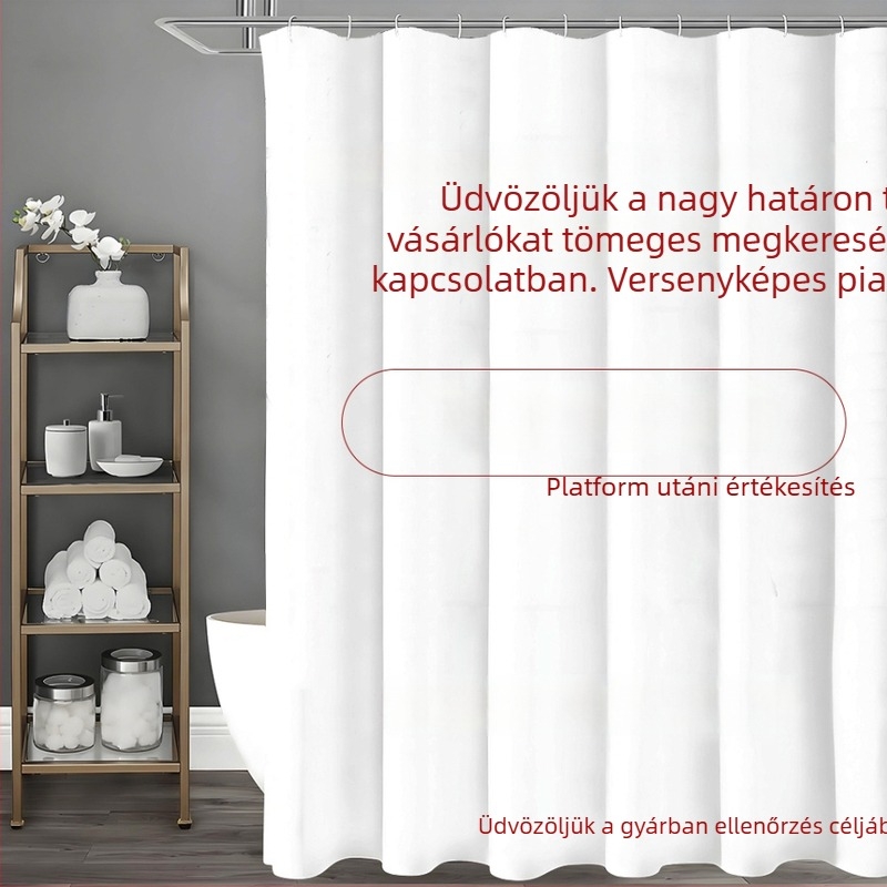 Poliészter zuhanyfüggöny, vízálló, fúrás nélküli rögzítés, fürdőszobába, testreszabható minta, modern minimalista stílus