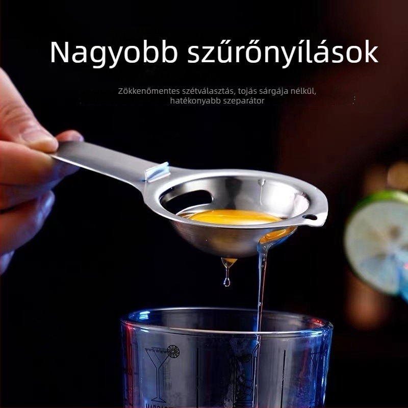 Barban használható tojásfehérje szeparáló — hosszú fogantyú rozsdamentes acélból, MX márka, logó nyomtatása lehetséges