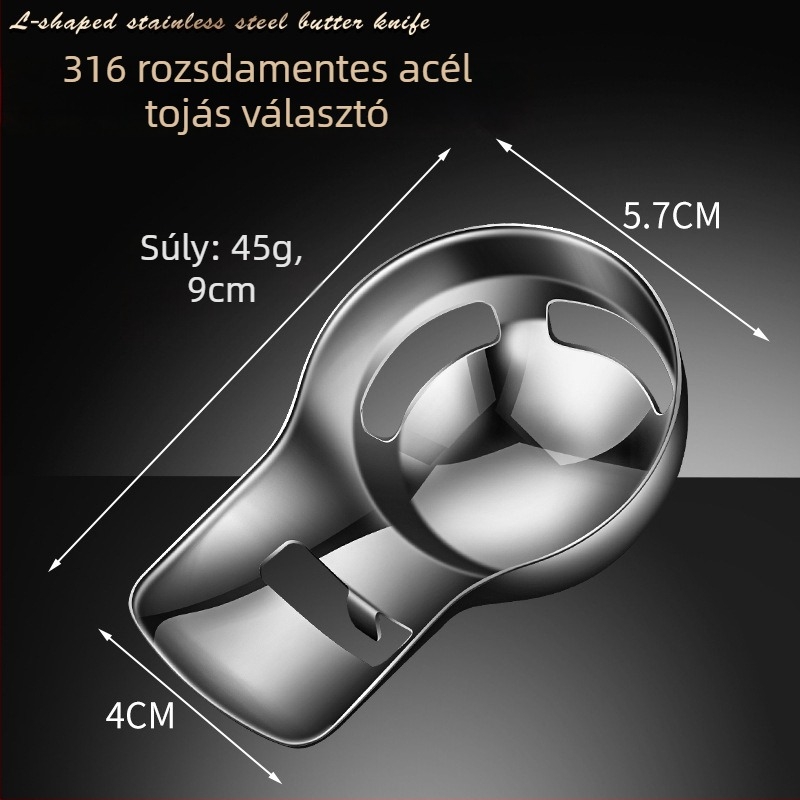 316-os rozsdamentes acél tojáselválasztó rövid nyéllel – automatikus szűrő a fehérje és a sárgája szétválasztásához