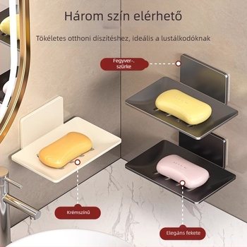 Fali fürdőszobai szappontartó szívófejjel, fúrás nélkül, szénacélból