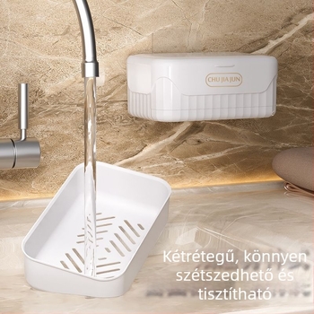 Fedeles szappanos doboz, PP anyag, szívócsésze, nyomtatott logó, Modell 101, testreszabható