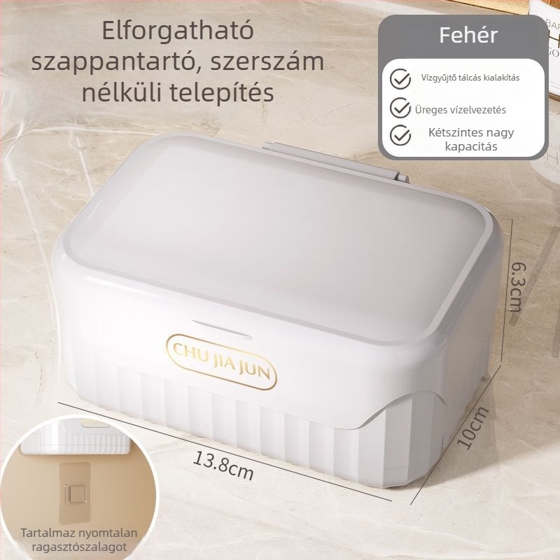 Fedeles szappanos doboz, PP anyag, szívócsésze, nyomtatott logó, Modell 101, testreszabható