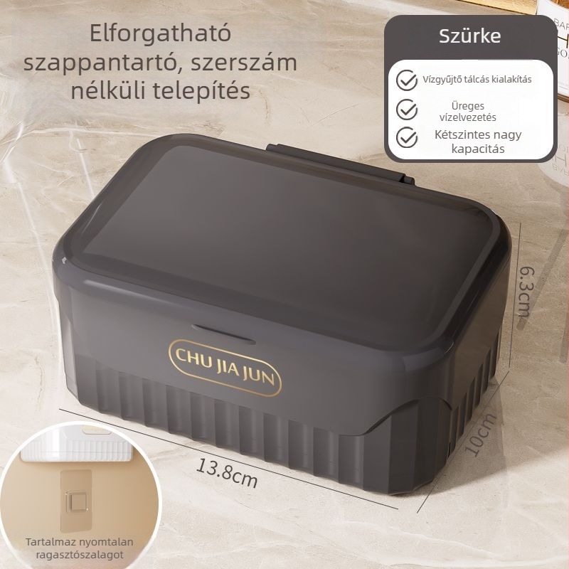 Fedeles szappanos doboz, PP anyag, szívócsésze, nyomtatott logó, Modell 101, testreszabható