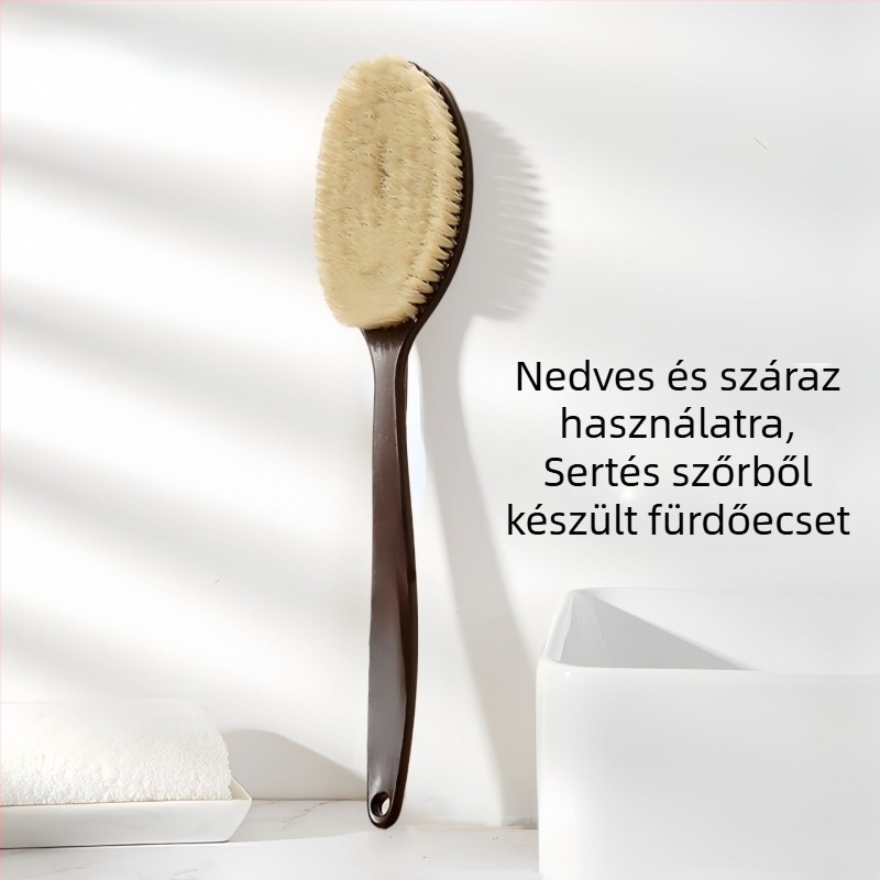 Interesting hosszú nyelű zuhanykefe kókuszrost szálakkal és puha hátmosó kefével