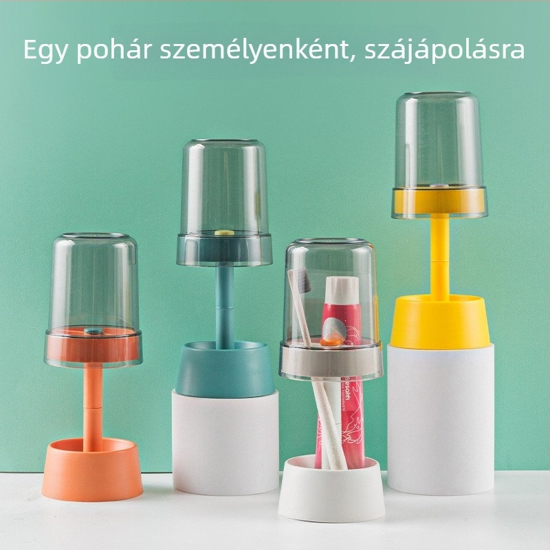 Kreatív fogkefetartó pohárral – asztali tároló, műanyagból, Kangxingda márka, testreszabható, nyomtatott logó, 72 darab csomag