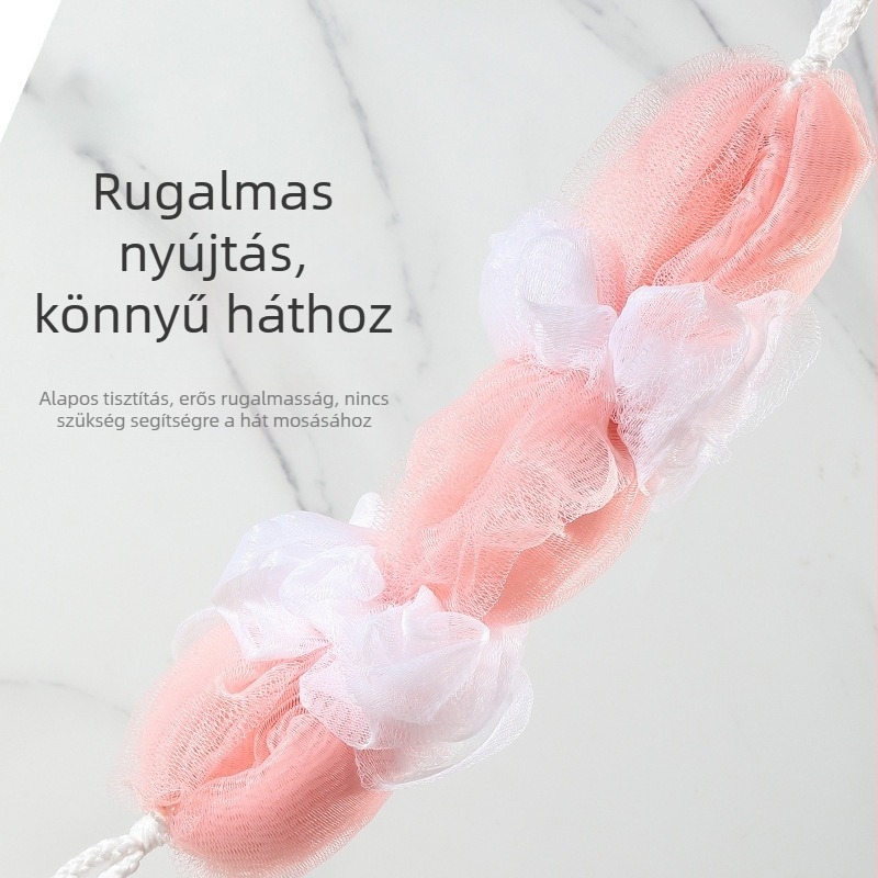 Nagy fürdőszalag a hátsó tisztításához – vastag, hosszú törölköző és exfoláló eszköz