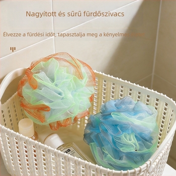 Nagy méretű négy színű fürdőgolyó habzó luffával és peeling törölközővel, nagyon puha és tartós