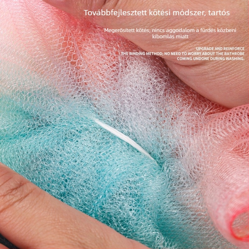 Nagy méretű négy színű fürdőgolyó habzó luffával és peeling törölközővel, nagyon puha és tartós