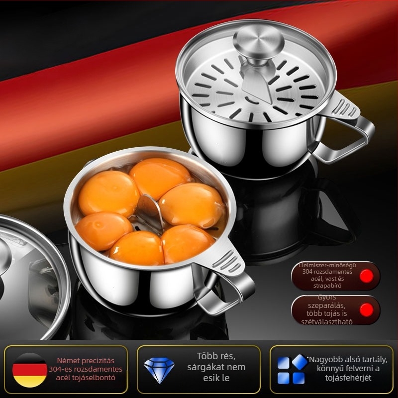 304 rozsdamentes acél tojássárgája szeparáló pohár, konyhai használatra