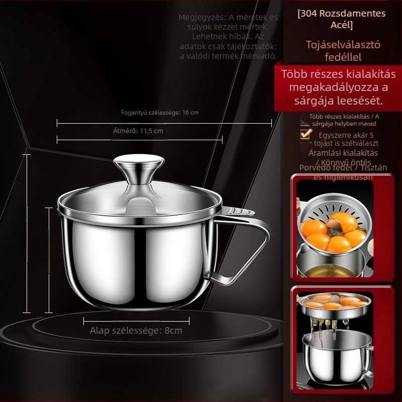 304 rozsdamentes acél tojássárgája szeparáló pohár, konyhai használatra