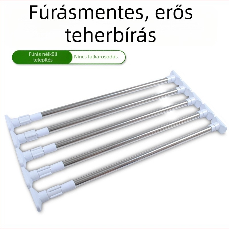 Rozsdamentes acélból készült teleszkópos zuhanyfüggönyrú, fúrás nélkül