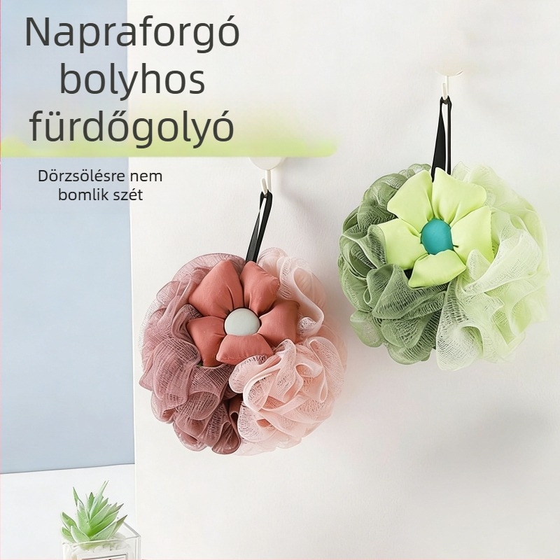 Napraforgó fürdőgolyó, puha és tartós, nagy méretű, luxus fürdőgolyó a fürdéshez és radírozáshoz