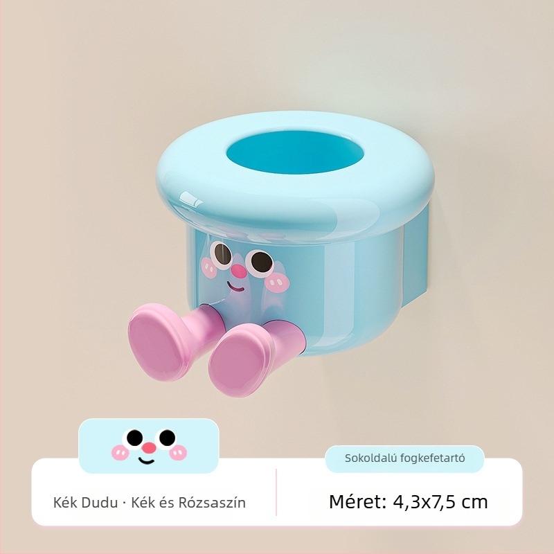 Fogkefetartó falra szerelhető, fúrás nélkül, műanyagból, tárolási funkcióval, logó testreszabható