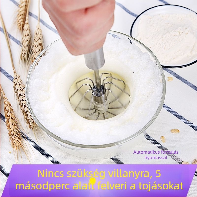 Kézi tojásfelverő készülék háztartási célra, nem elektromos, rozsdamentes acélból, tojáselválasztóval