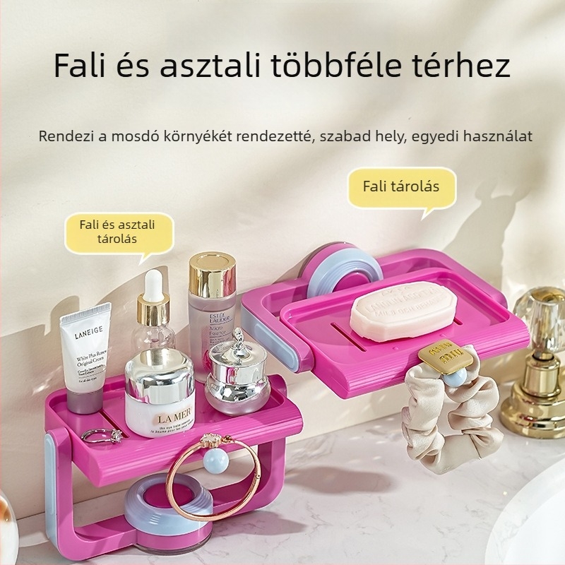 Forgó falra szerelhető szappan tartó szívókoronggal, műanyag fürdőszobai tároló