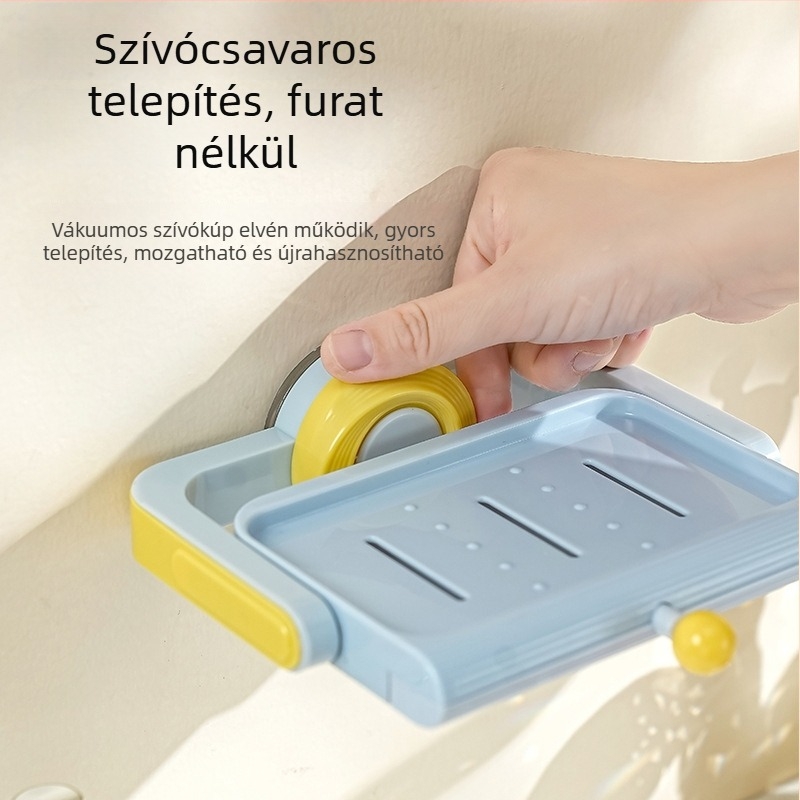 Forgó falra szerelhető szappan tartó szívókoronggal, műanyag fürdőszobai tároló
