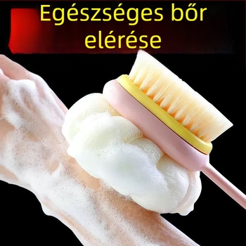 Kétoldalas fürdőecset puha sörtékkel a hát tisztításához